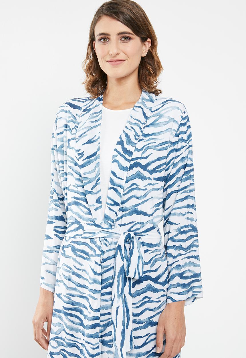 edit - Long kimono - blue zebra