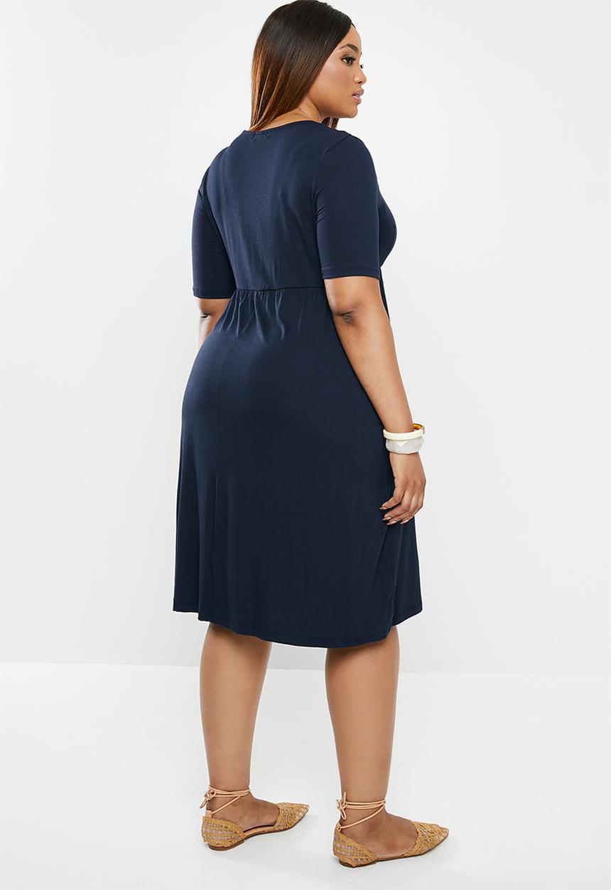 edit Plus - Classic empire line dress - navy
