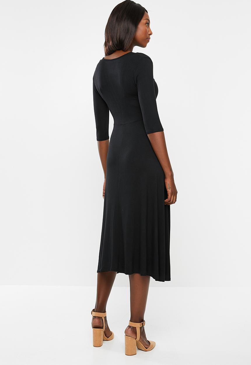 edit - Mock wrap dress - black