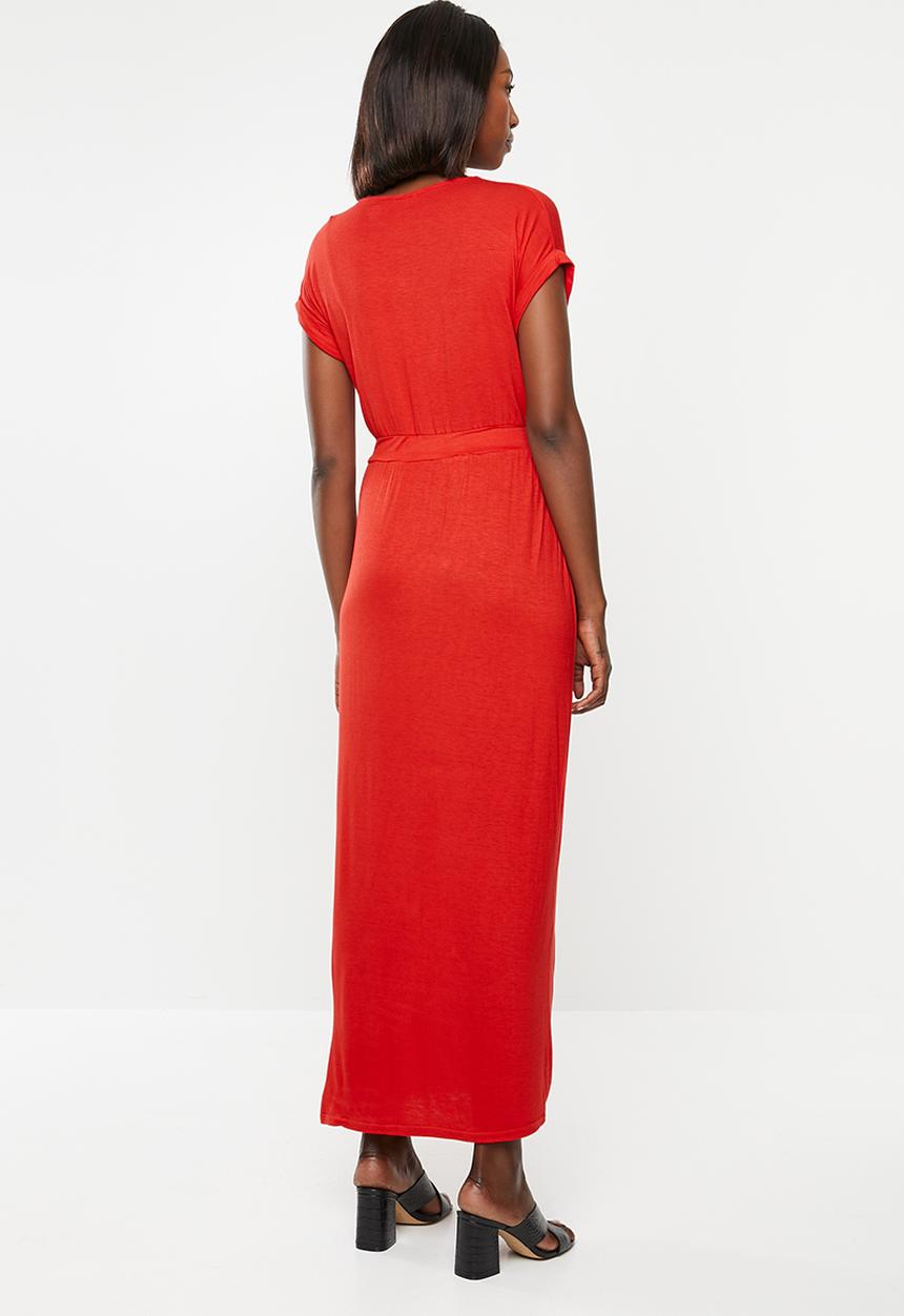 edit - Knot front column dress - red