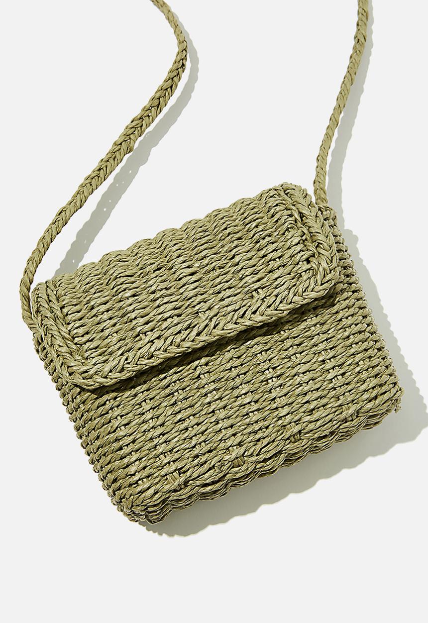Rubi - Boxy woven cross body bag - khaki