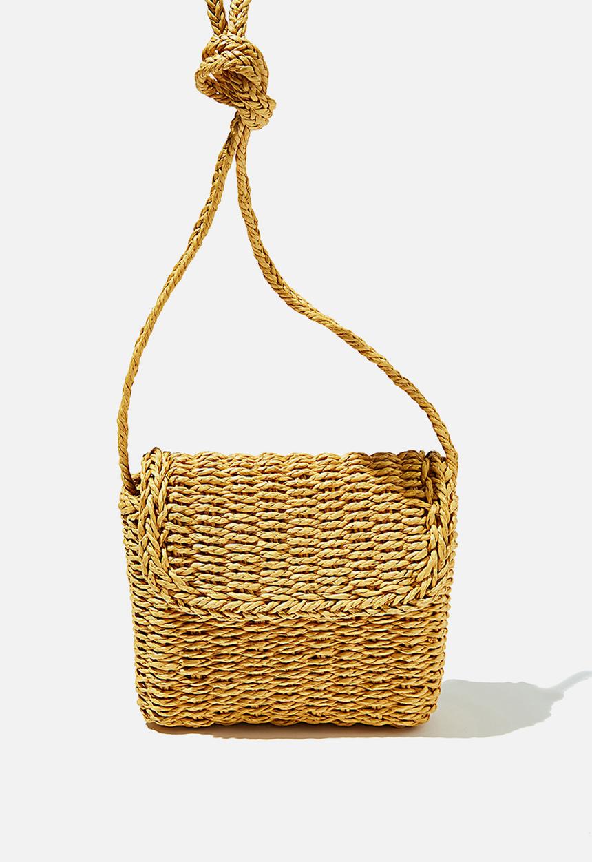 Rubi - Boxy woven cross body bag - yellow