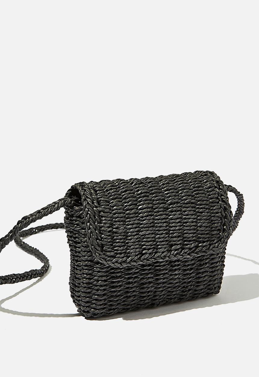 Rubi - Boxy woven cross body bag - black