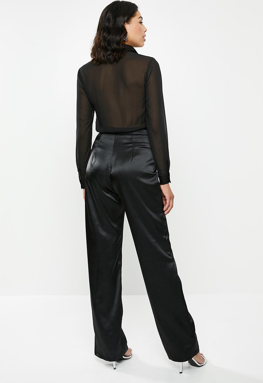 Missguided - Satin chiffon panelled jumpsuit - black