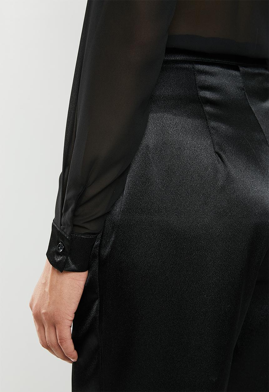 Missguided - Satin chiffon panelled jumpsuit - black