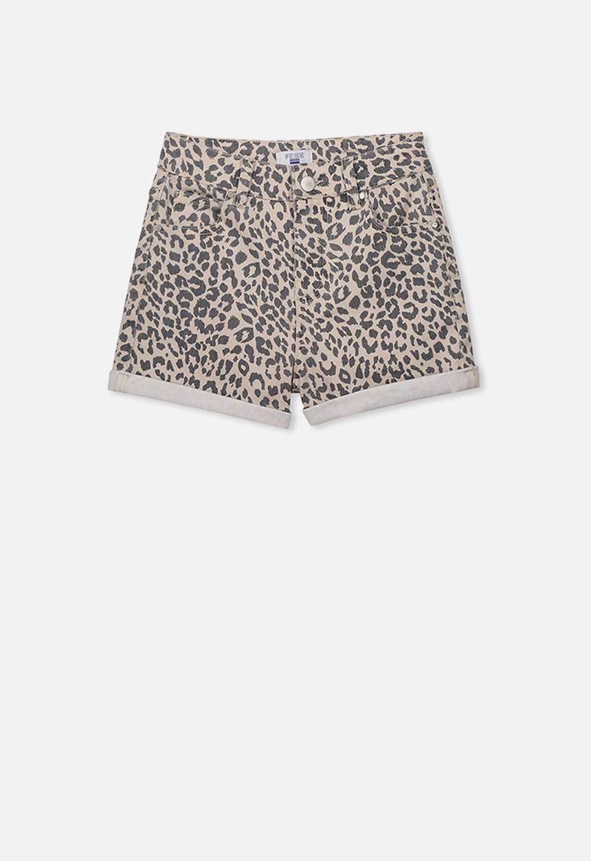 Free by Cotton On - High waist denim short - beige & black 