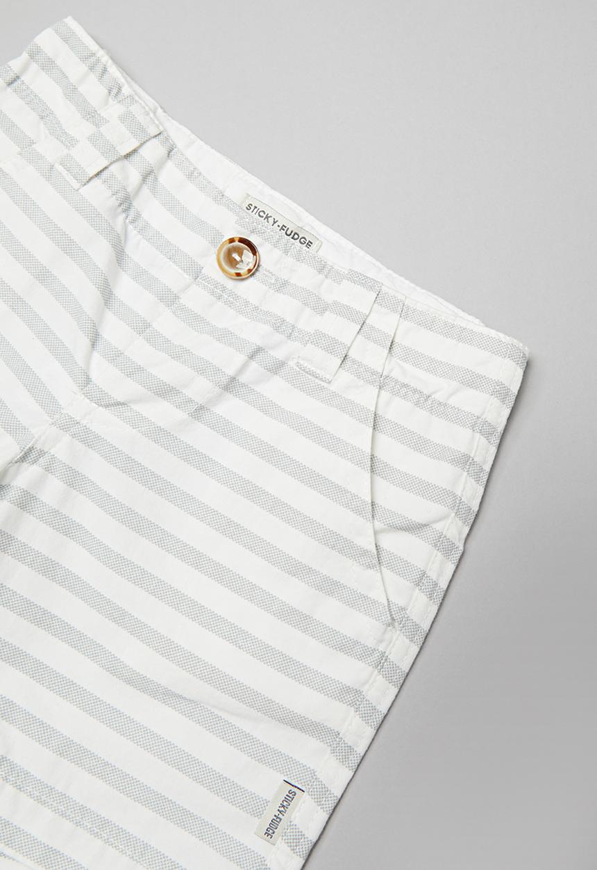 Sticky Fudge - Stripe tailored shorts - grey & white 