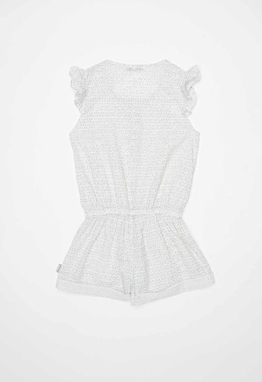 Sticky Fudge - Walk in the park frill playsuit - white