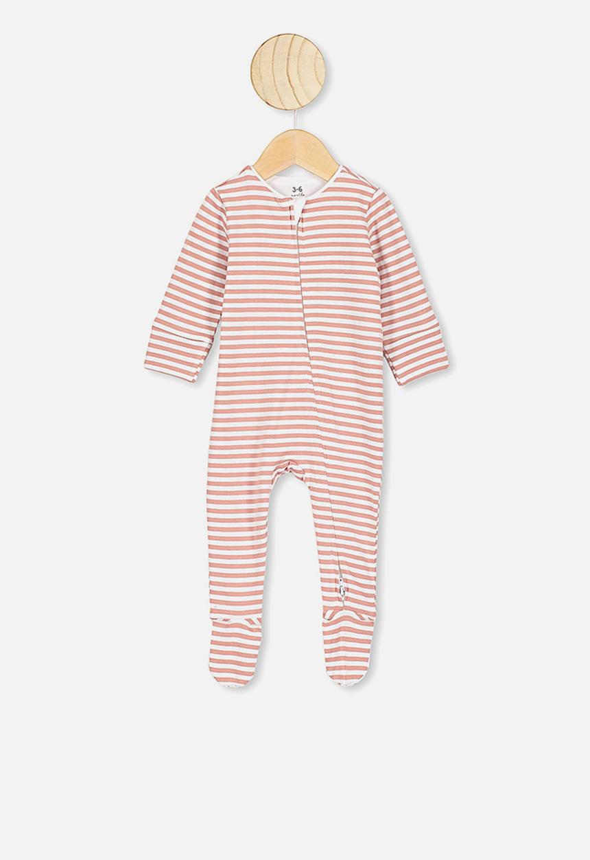 Cotton On - The long sleeve zip romper - white & clay 
