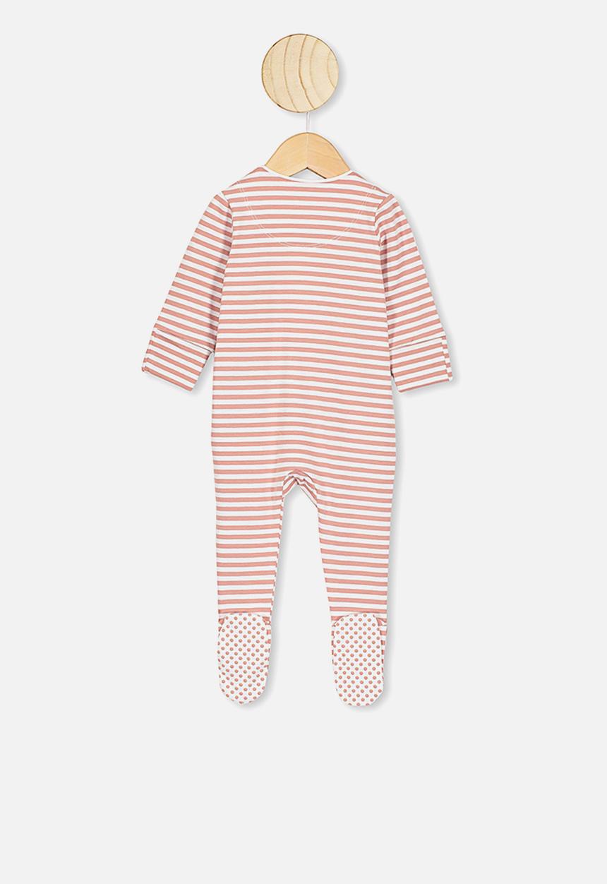 Cotton On - The long sleeve zip romper - white & clay 