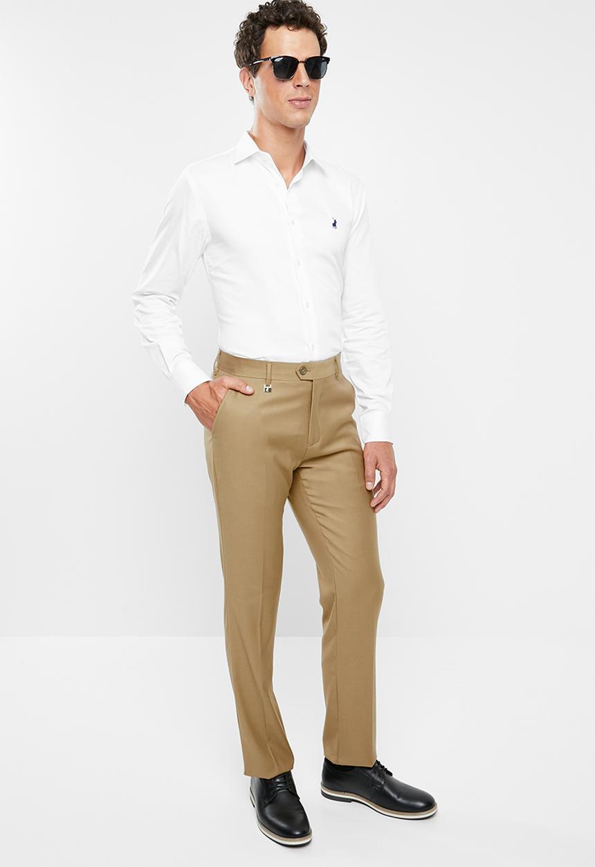 POLO - Mens classic custom fit formal trouser - brown 