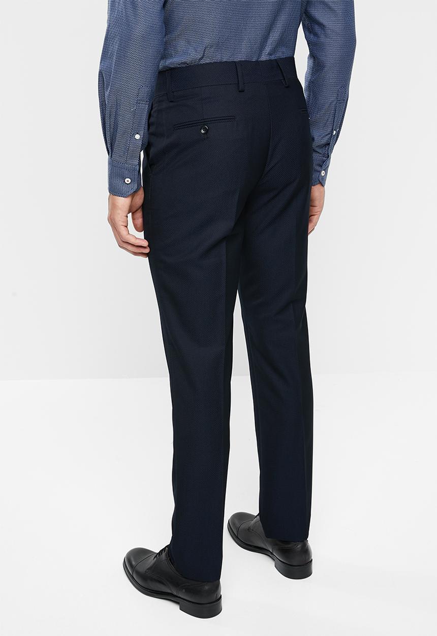 POLO - Mens jc birdseye custom fit formal trouser - navy