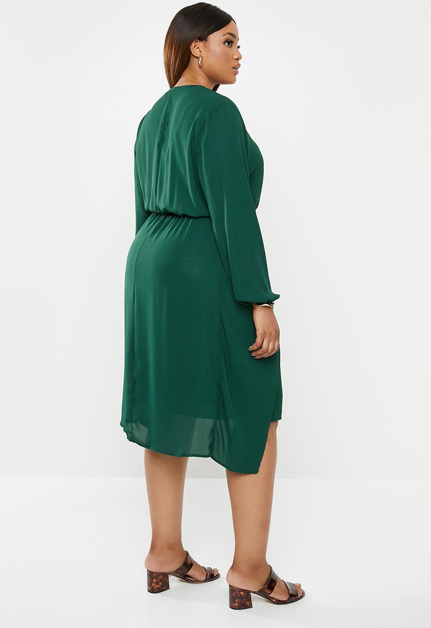 edit Plus - Drape detail smart dress - green