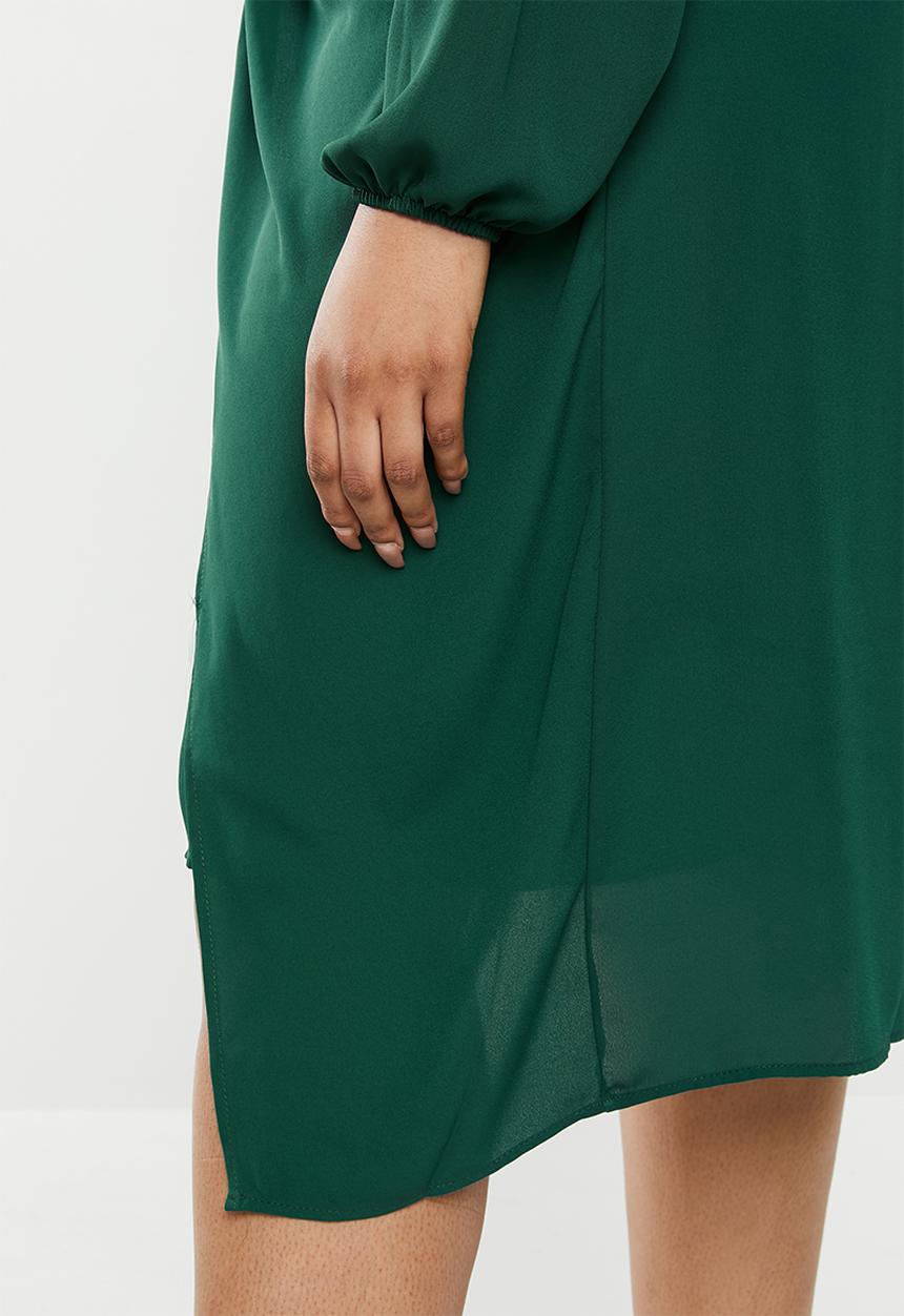 edit Plus - Drape detail smart dress - green