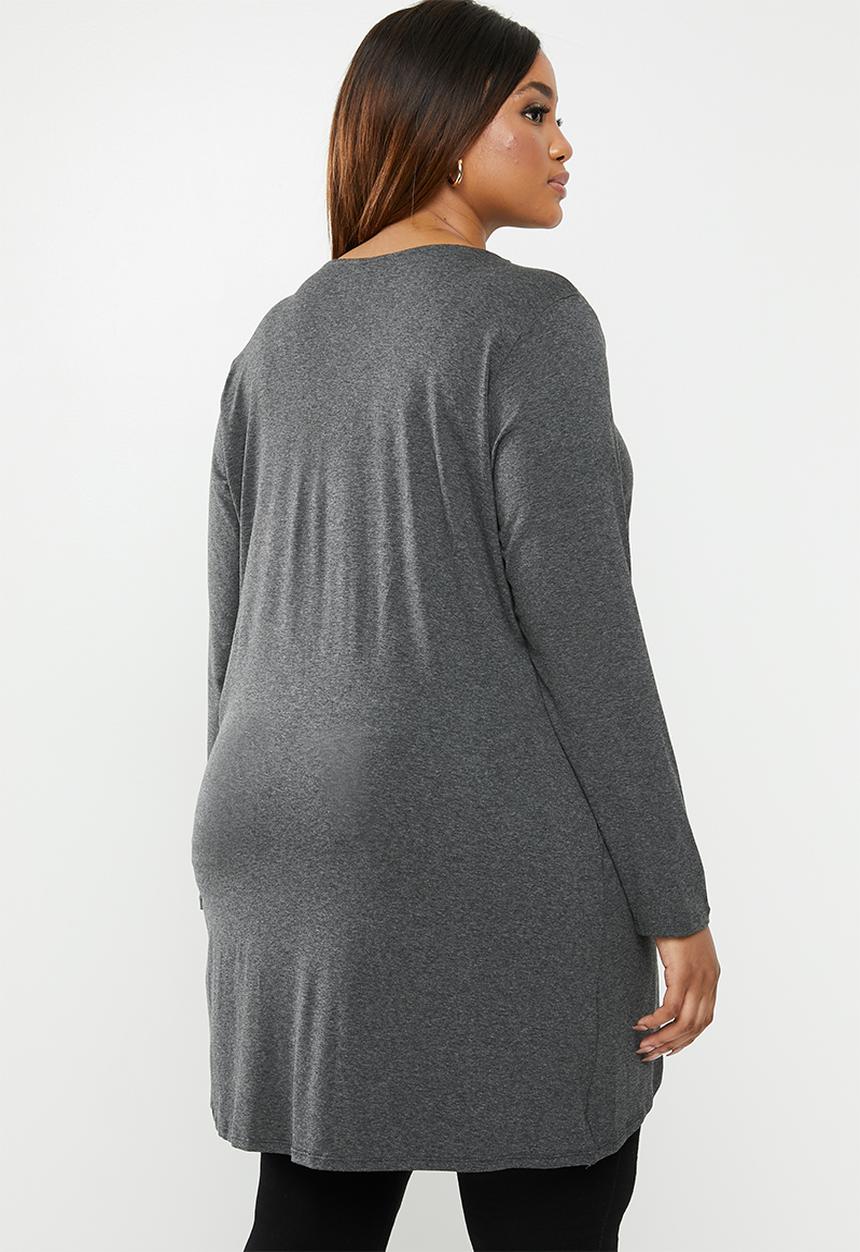 edit Plus - Mock wrap top - charcoal
