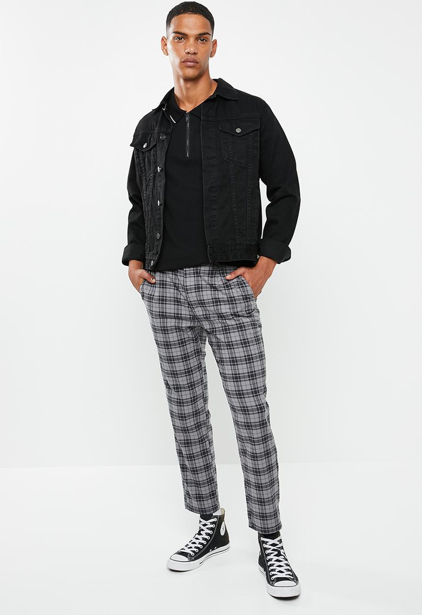 Factorie - Slim fit tapered leg pant - grey & black