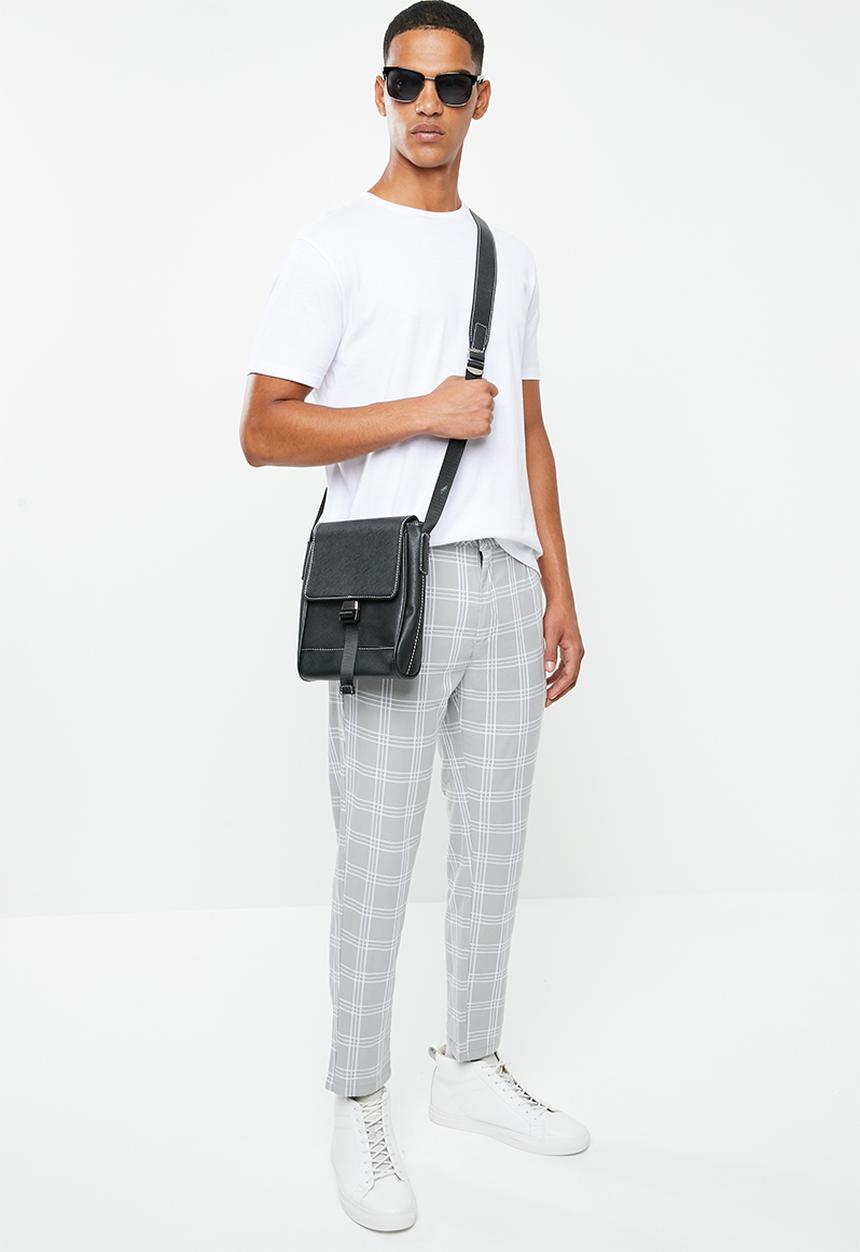 Factorie - Slim fit tapered leg pant - grey & white