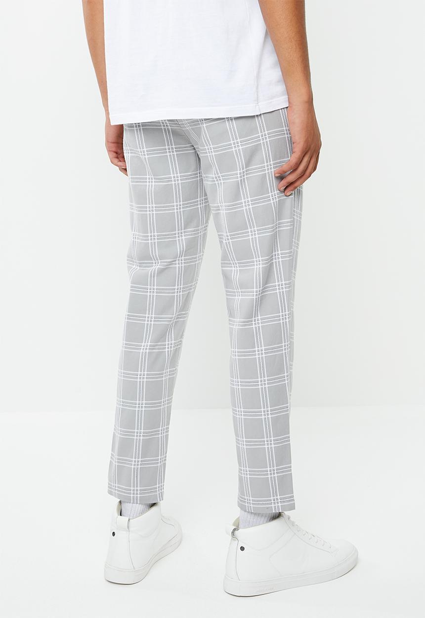 Factorie - Slim fit tapered leg pant - grey & white