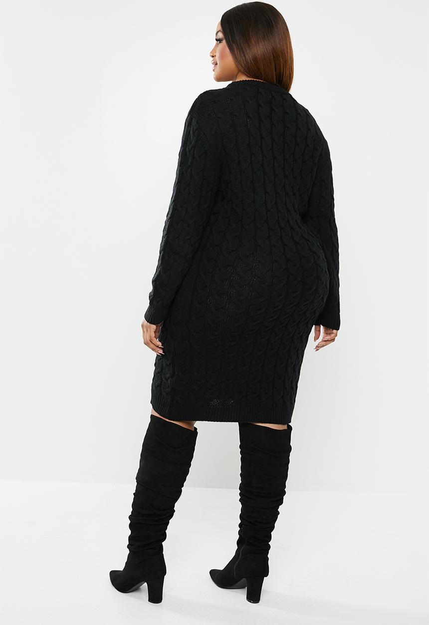 edit Plus - Cable knit tunic - black