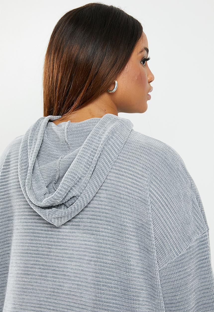 edit Plus - Knitted hoody top - grey