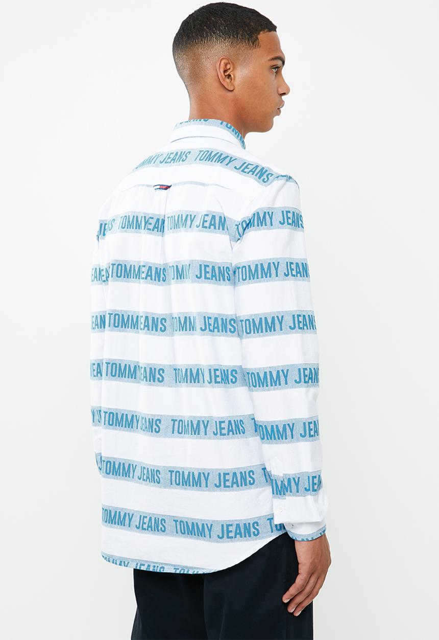 Tommy Hilfiger - Tjm branded stripe shirt - white & blue