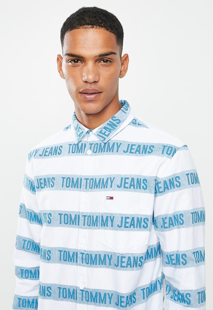 Tommy Hilfiger - Tjm branded stripe shirt - white & blue