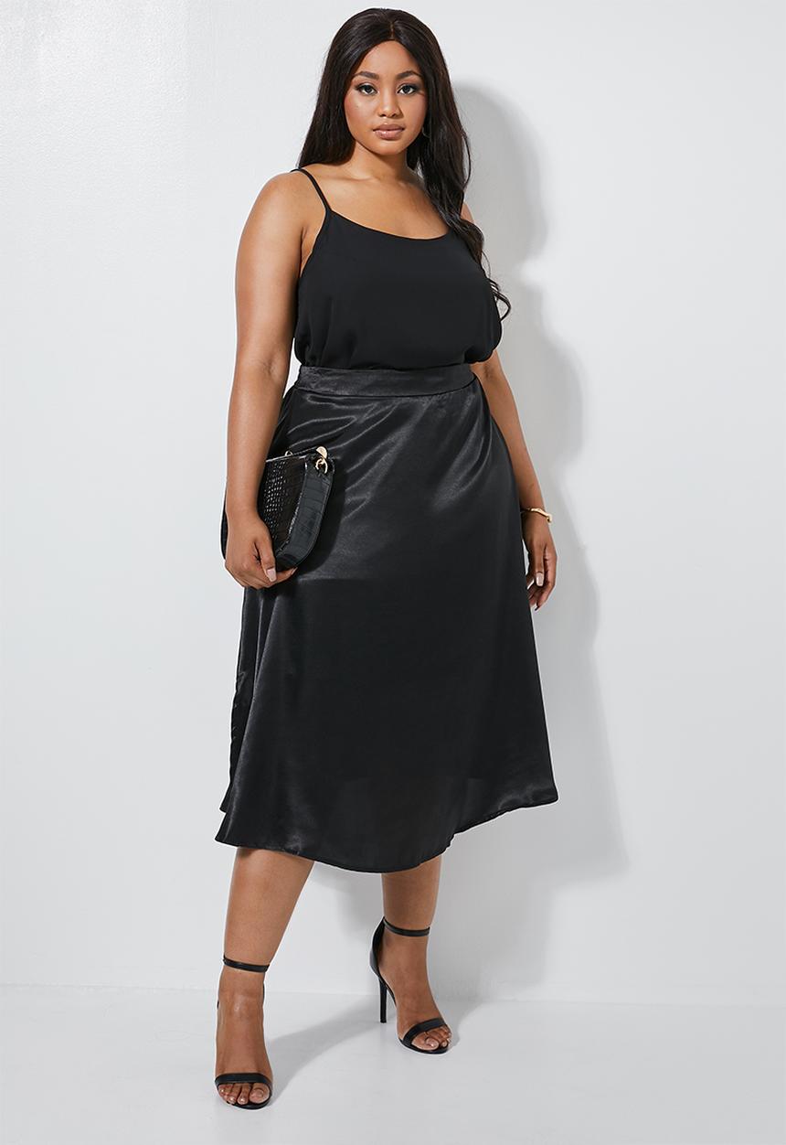 Superbalist - Slit detail slip skirt - black