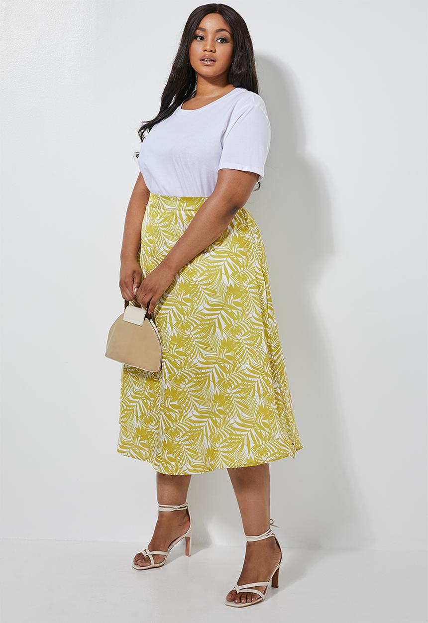 Superbalist - Slit detail slip skirt - yellow & white 