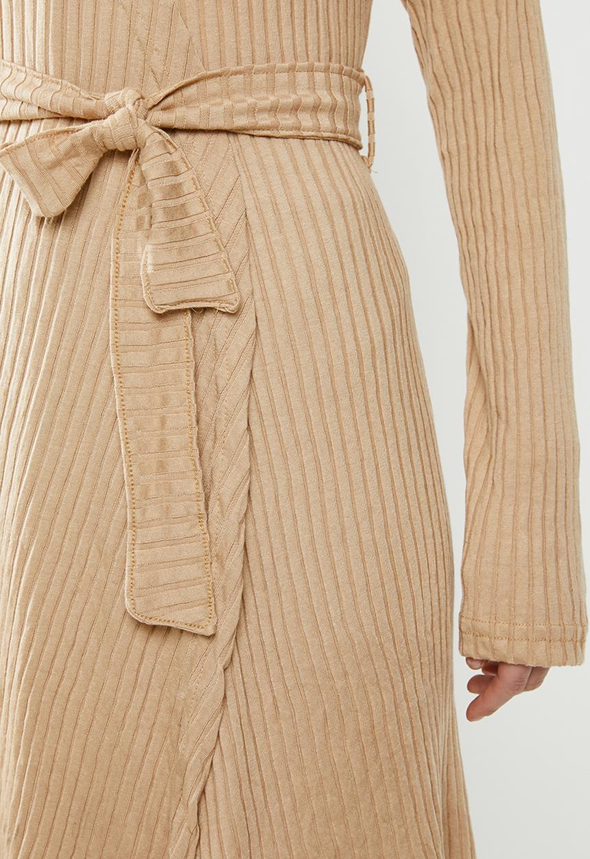Missguided - Rib mix and match lounge robe - beige