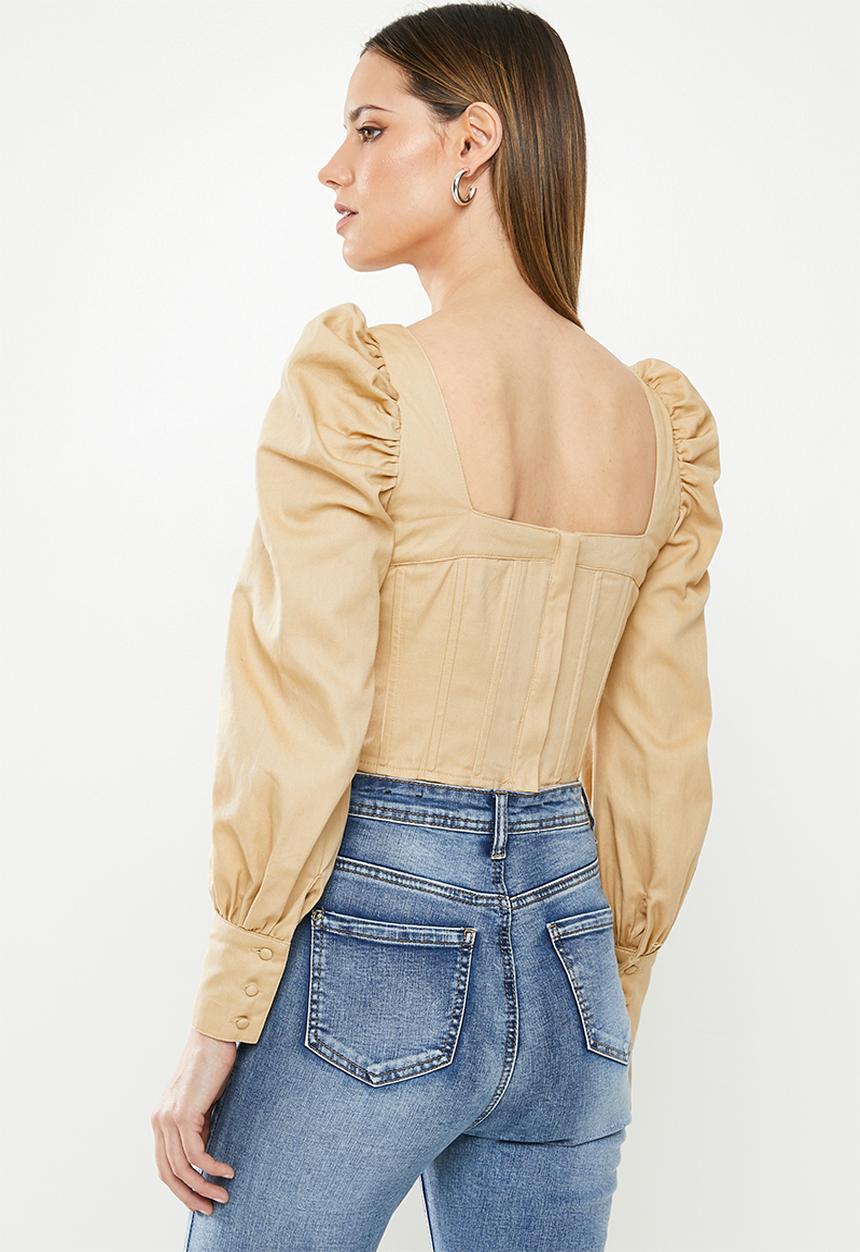 Missguided - Square neck corset style top - neutral