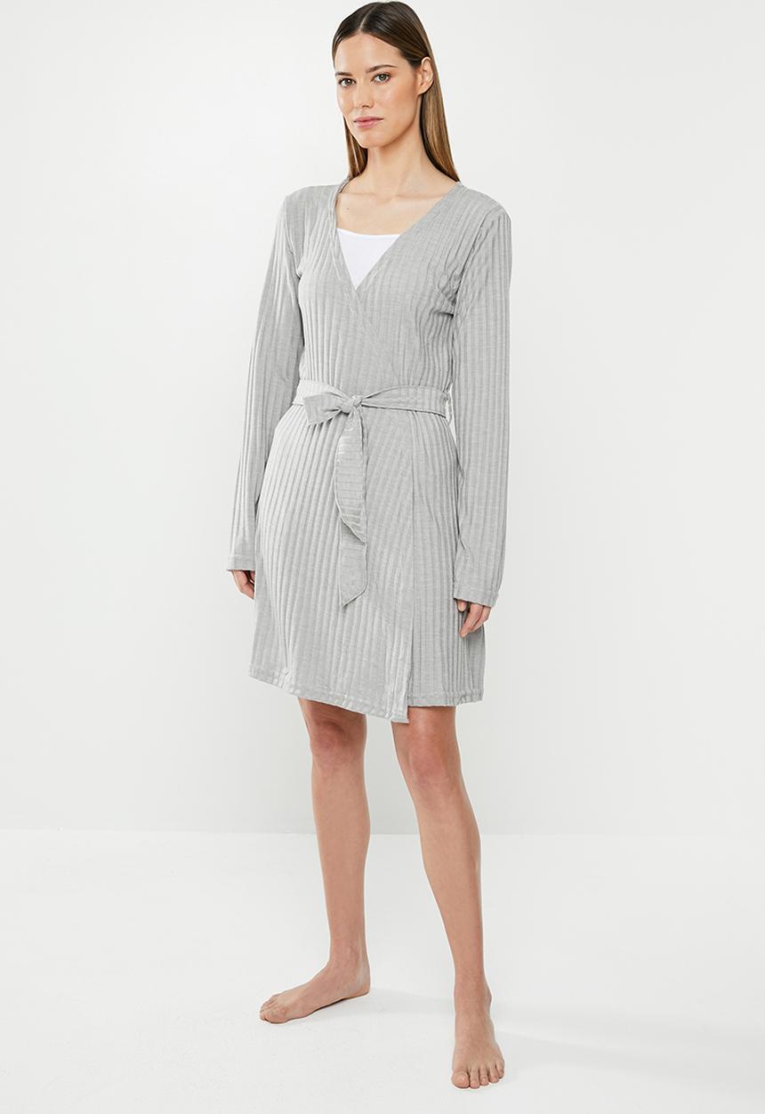 Missguided - Rib mix and match lounge robe - grey