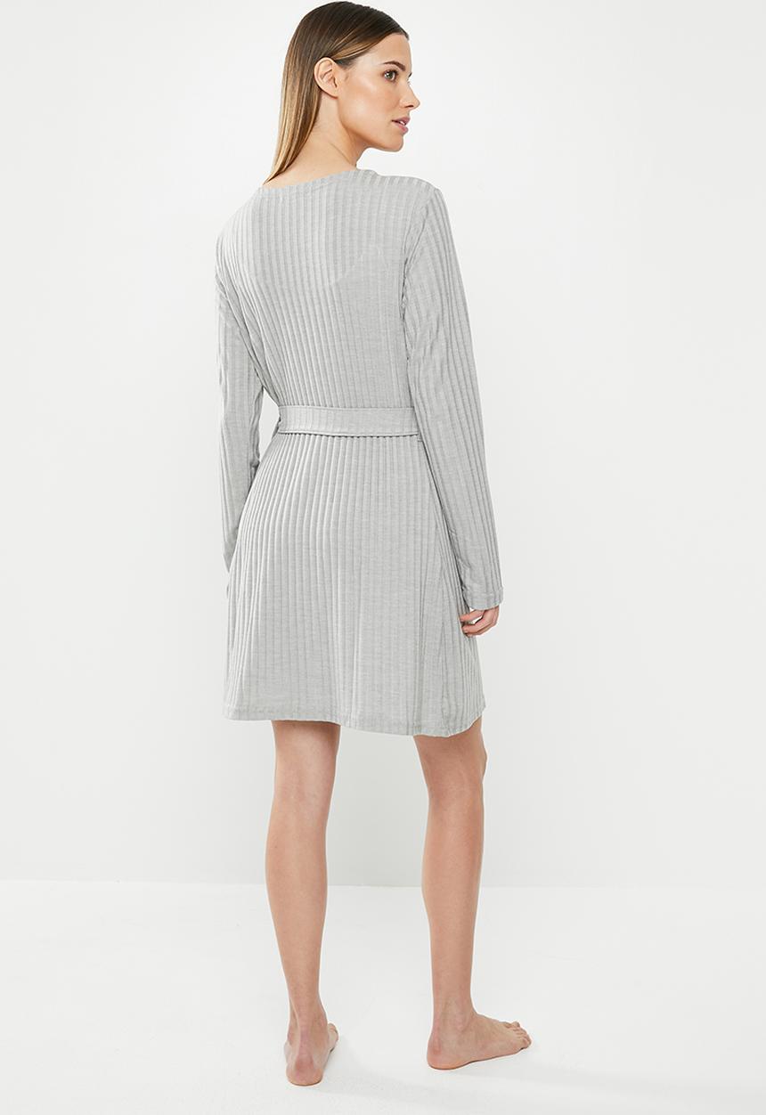 Missguided - Rib mix and match lounge robe - grey