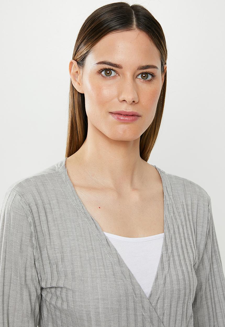 Missguided - Rib mix and match lounge robe - grey