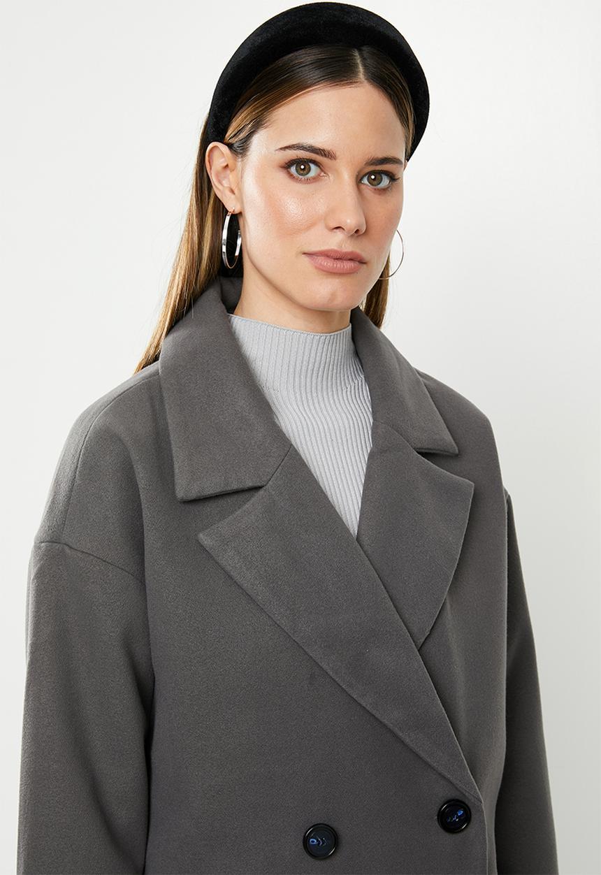 Missguided - Oversized double breasted coat - grey