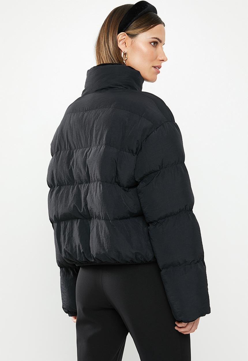 Missguided - Cropped overhead puffer jacket - black