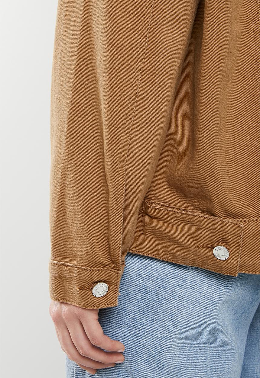 Missguided - Borg collar oversized denim jacket - tan