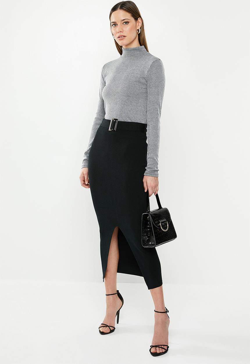 Missguided - Stripe grown on neck top - grey