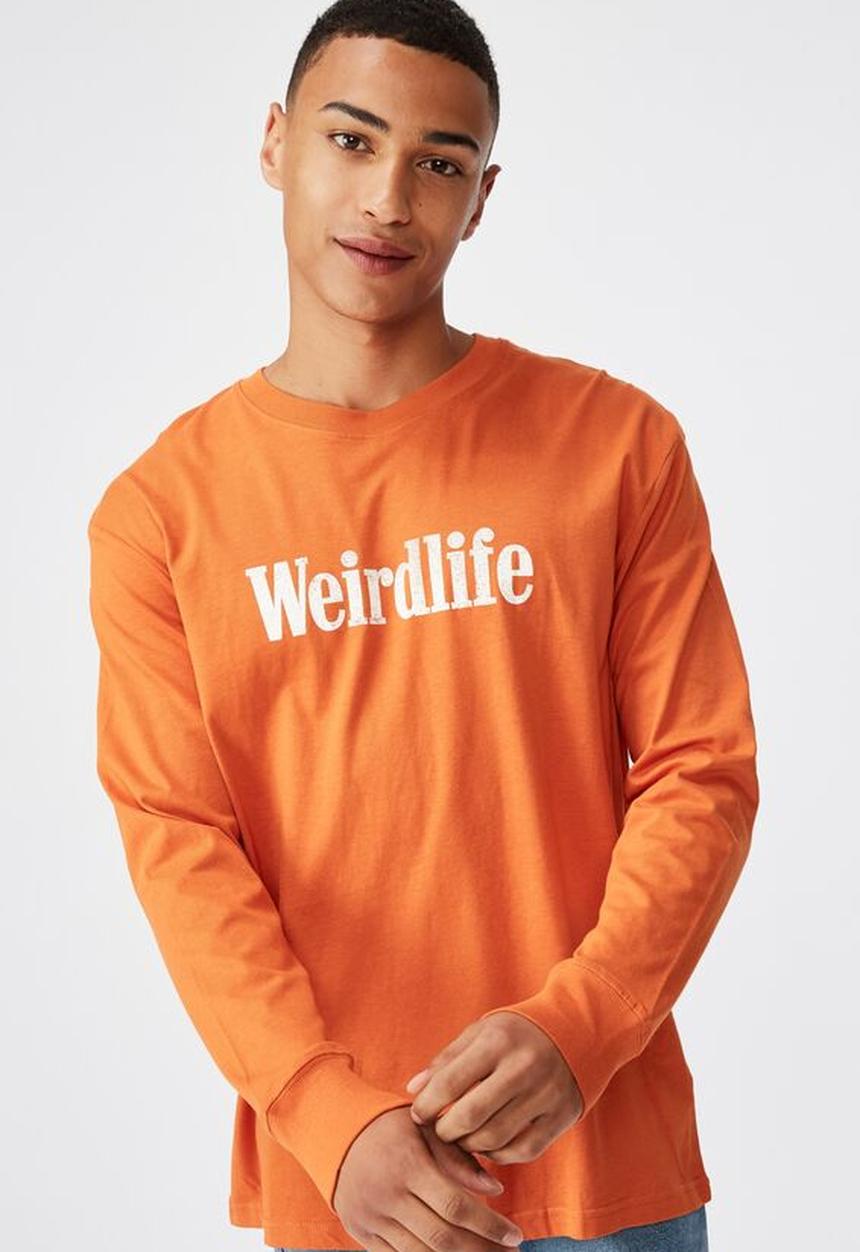 Cotton On - Weird life Tbar long sleeve tee - orange