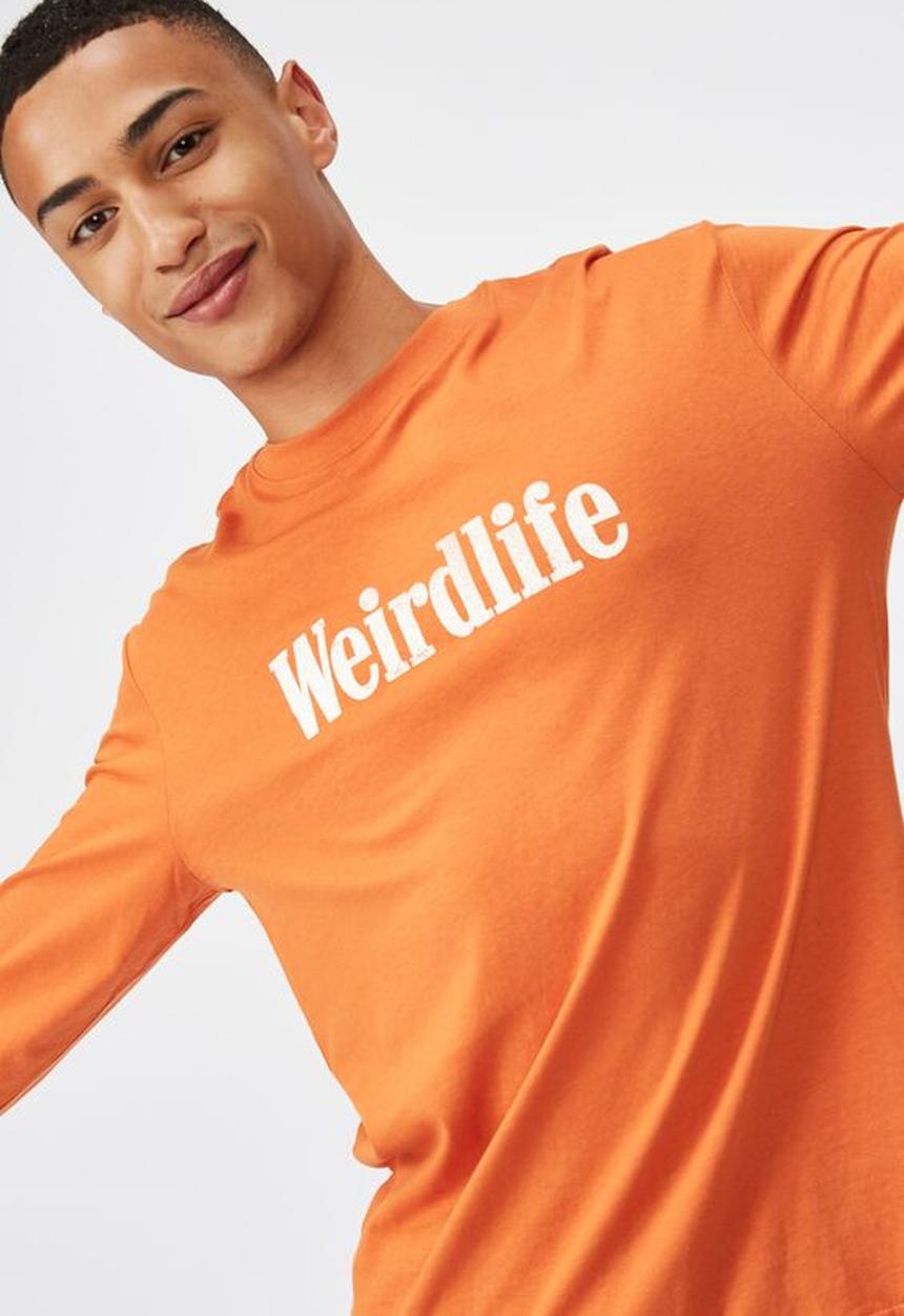 Cotton On - Weird life Tbar long sleeve tee - orange