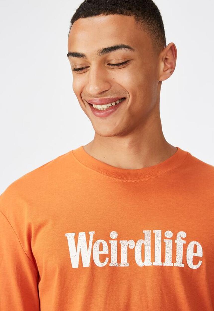 Cotton On - Weird life Tbar long sleeve tee - orange