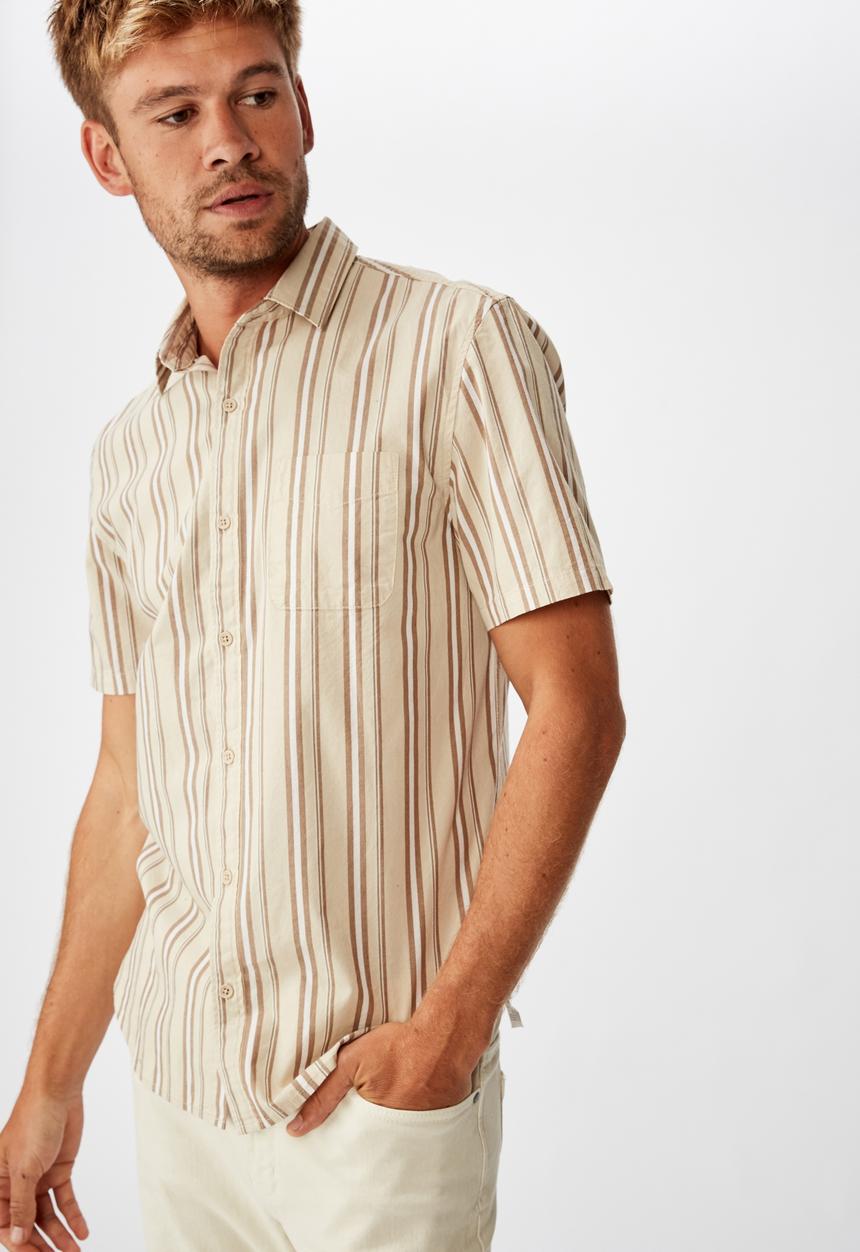 Cotton On - Vintage prep short sleeve shirt - beige 
