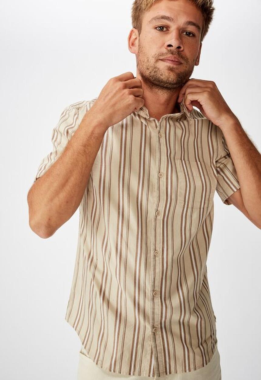 Cotton On - Vintage prep short sleeve shirt - beige 
