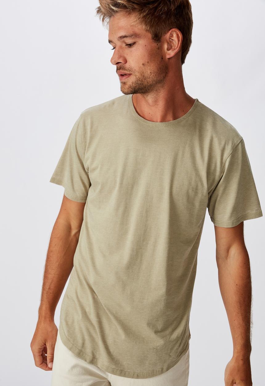Cotton On - Longline curve hem burnout tee - blair green