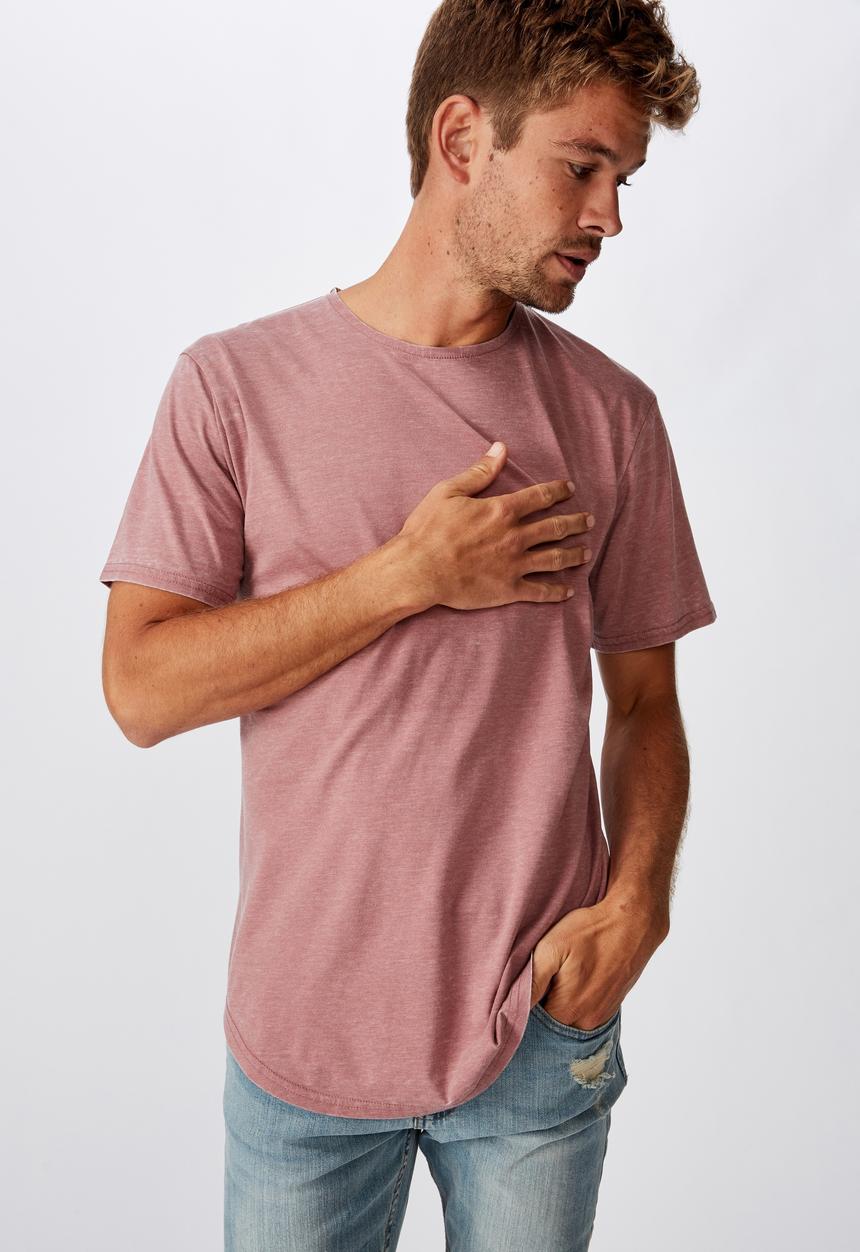 Cotton On - Longline curve hem burnout tee - pink