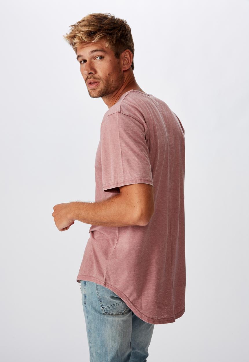 Cotton On - Longline curve hem burnout tee - pink