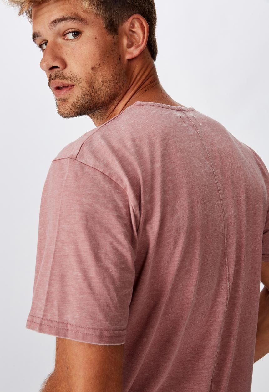 Cotton On - Longline curve hem burnout tee - pink