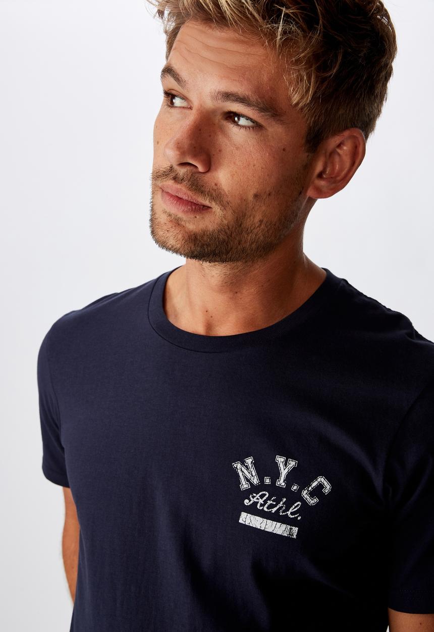 Cotton On - N.Y.C athl chest Tbar cny T-shirt - navy