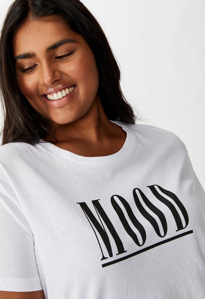 Cotton On - Curve graphic tee mood - white