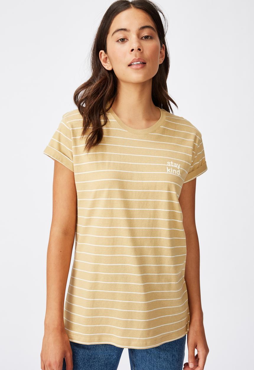 Cotton On - Classic slogan T-shirts stay kind - yellow & white 