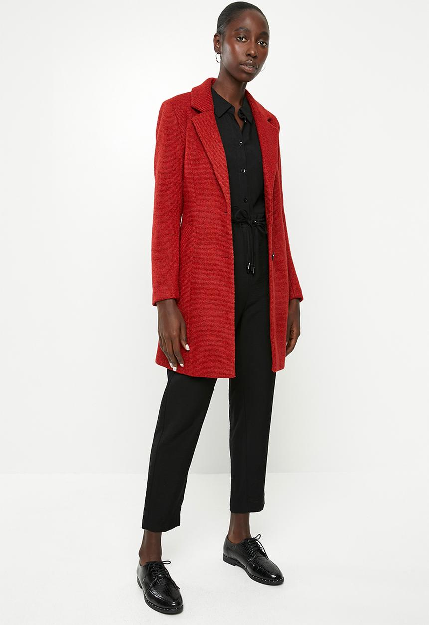 ONLY - Beatrice long wool coat - red 